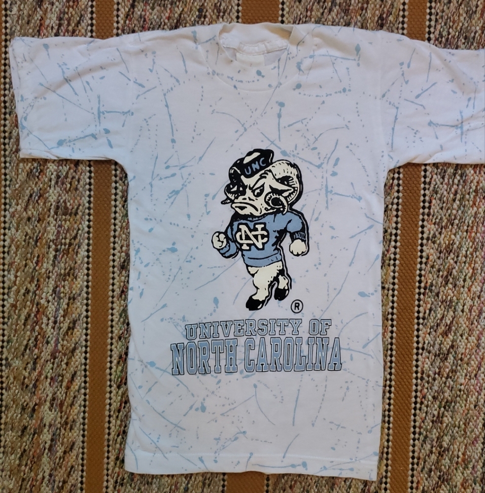 Vintage UNC North Carolina Single Stitch Splatter Youth T Shirt Size 7